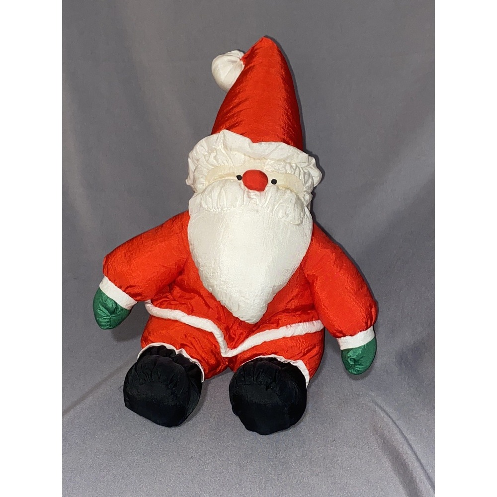 Vintage Dept 56 Christmas Santa Plush Nylon Stuffed‎ Toy Decoration 16" PUFFY